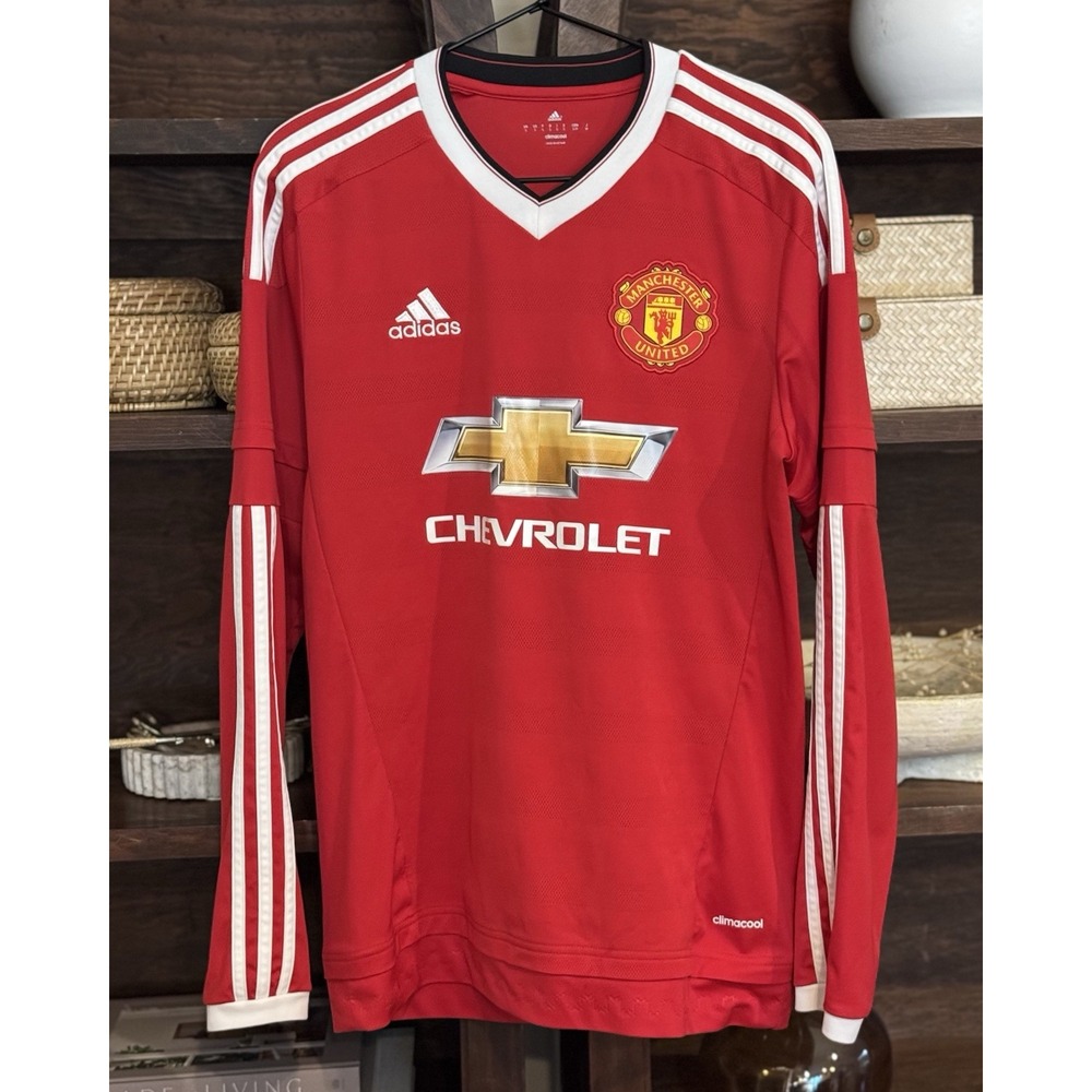 Adidas Manchester United Long Sleeve Jersey Size S Red ClimaCool Chevrolet Logo